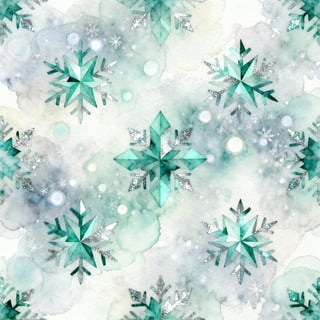 Watercolor Winter Snowflake Pattern