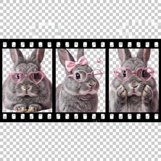 Ultra-Photorealistic Gray Rabbits Triptych