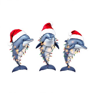 Boho Dolphins with Christmas Lights