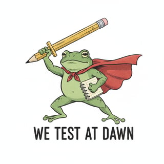 Heroic Green Frog with Pencil