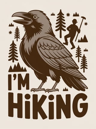 Raven with Hiking Text Art