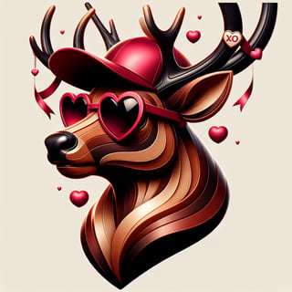 Stylized Reindeer with Heart Sunglasses
