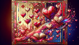 Whimsical Stained Glass Hearts & Books