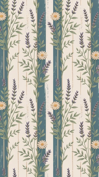 Vintage Blue and Cream Floral Wallpaper