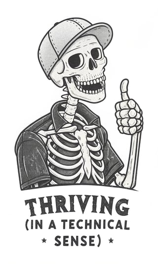 Skeleton Thumbs Up Line Art