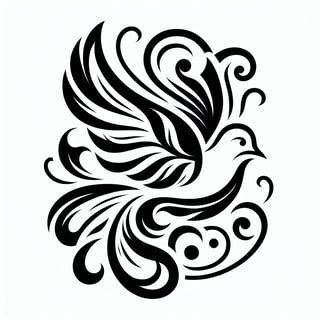 Elegant Black and White Dove Tattoo