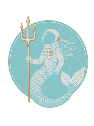 Minimal Mermaid Astronaut Emblem