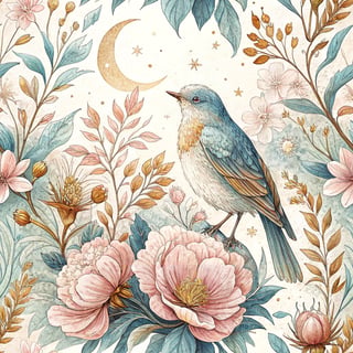 Elegant Ink and Watercolor Bird Art
