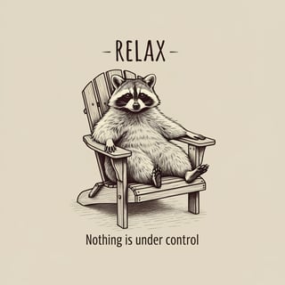 Relaxing Raccoon in Adirondack Chair