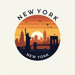 Vibrant New York Skyline Sunset Art