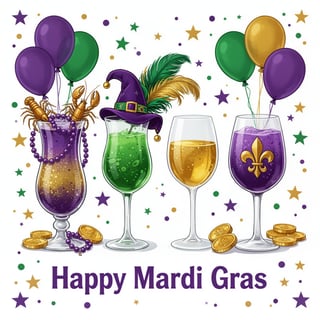 Colorful Mardi Gras Drink Illustration