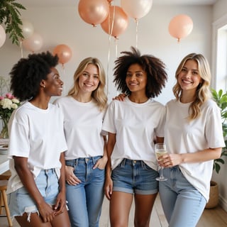 Diverse Group in White T-Shirt Mockup