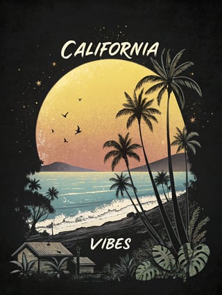 Tropical California Vibes Illustration