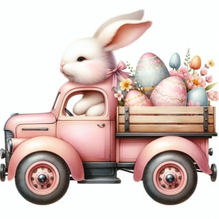 Fluffy Bunny on Vintage Toy Truck