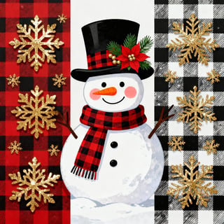Festive Snowman with Buffalo Plaid