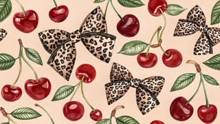 Cherries and Animal Print Pattern