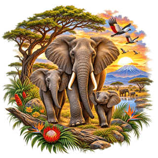 Centered Elephant Landscape