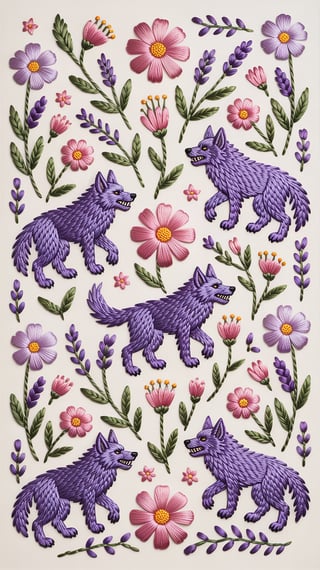 Pastel Werewolves Embroidery Pattern