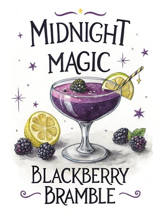 Midnight Magic Cocktail Illustration