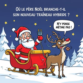 Funny Santa and Reindeer Cartoon