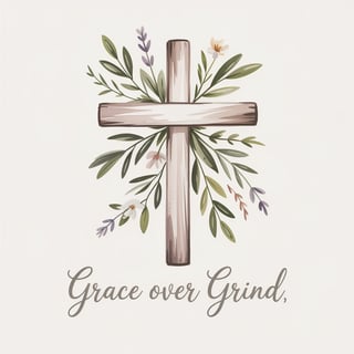Minimalist Cross with Olive Branches