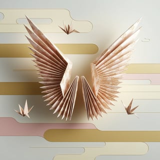 Elegant Origami Wings in Minimalist Art