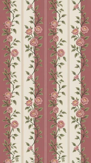 Vintage Rose Stripe Wallpaper