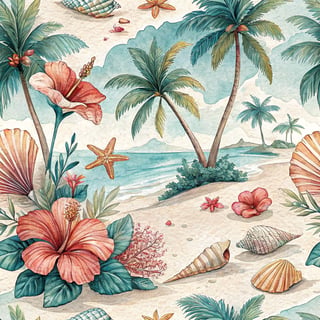 Tropical Hawaiian Beach Pattern