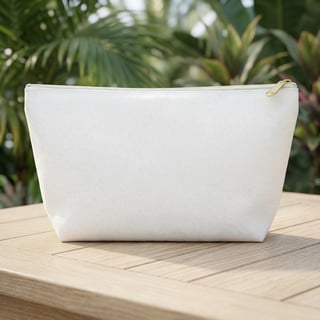 White Accessory Pouch with Gold Zipper