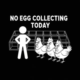 Minimalist Stick Figure with Angry Chickens