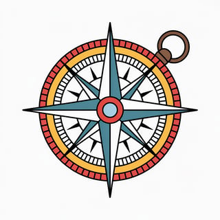 Traditional Compass Tattoo Illustration