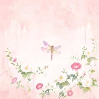 Watercolor Dragonfly with Floral Background