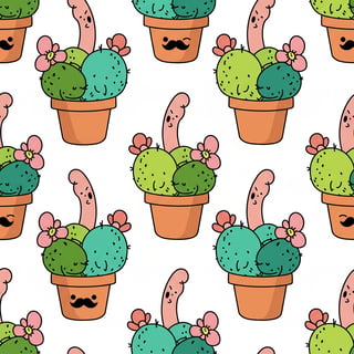 Humorous Cartoon Cacti Pattern