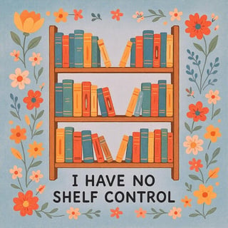 Bookshelf with Floral Design and Quote