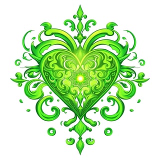 Bright Green Fantasy Heart Illustration