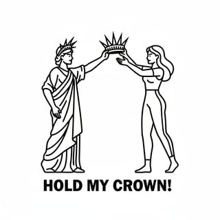 Statue of Liberty Passing Crown Line Art