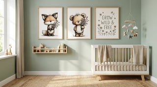 Modern Nursery Room with Gallery Wall