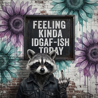 Edgy Raccoon with Tattooed Finger