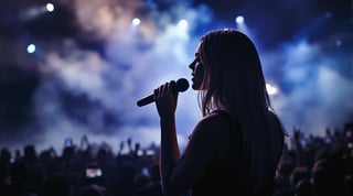 Live Concert Close-Up of Woman Singing