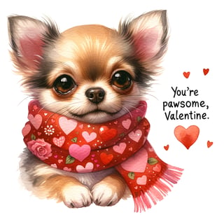 Watercolor Chihuahua Valentine Clipart