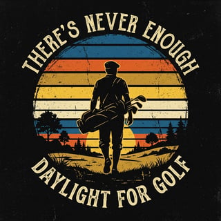 Vintage Golfer Silhouette at Sunset