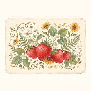 Strawberry Forest Bath Mat Illustration