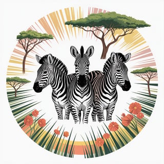 Central Zebras in Colorful African Circle