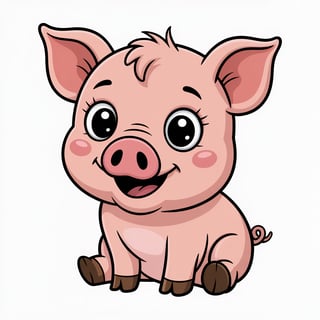 Cute Animated Baby Pig Nursery Art