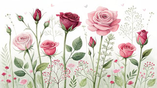 Vivid Small Roses Illustration