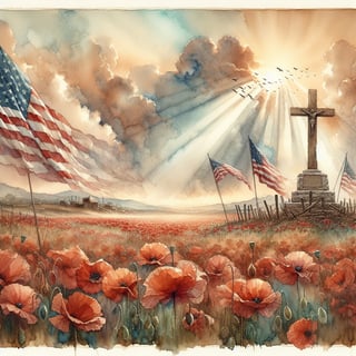 Rustic Watercolor Battlefield Cross Design