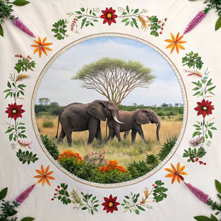 Centered Elegant Elephants Landscape