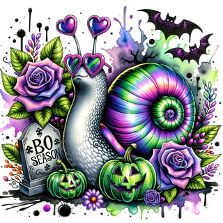 Cute Snail with Halloween Art