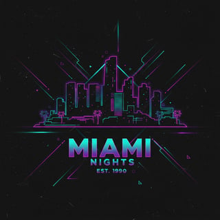 Miami Skyline Neon Silhouette