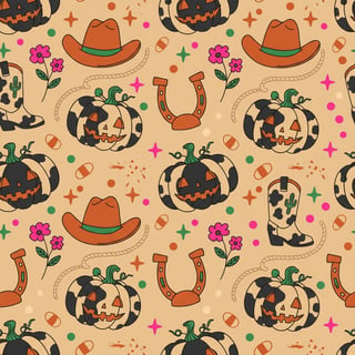 Whimsical Western Halloween Pattern